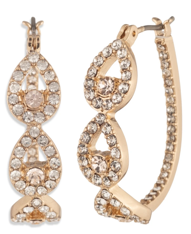 Givenchy Gold-Tone Crystal Pave Pear Hoop Earrings