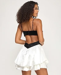 City Studios Juniors' Sweetheart Neck Bubble Skirt Open Back Dress