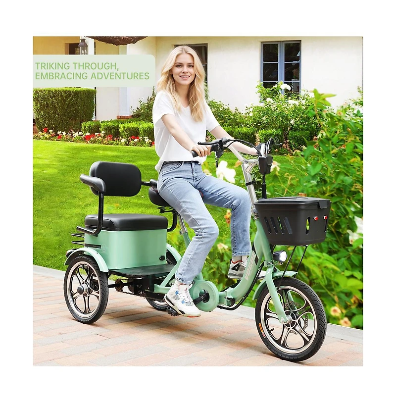Artudatech 400W 48V 12A Elder Electric folding trike 3 wheel e-bike with Rear Seat