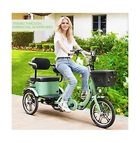 Artudatech 400W 48V 12A Elder Electric folding trike 3 wheel e-bike with Rear Seat