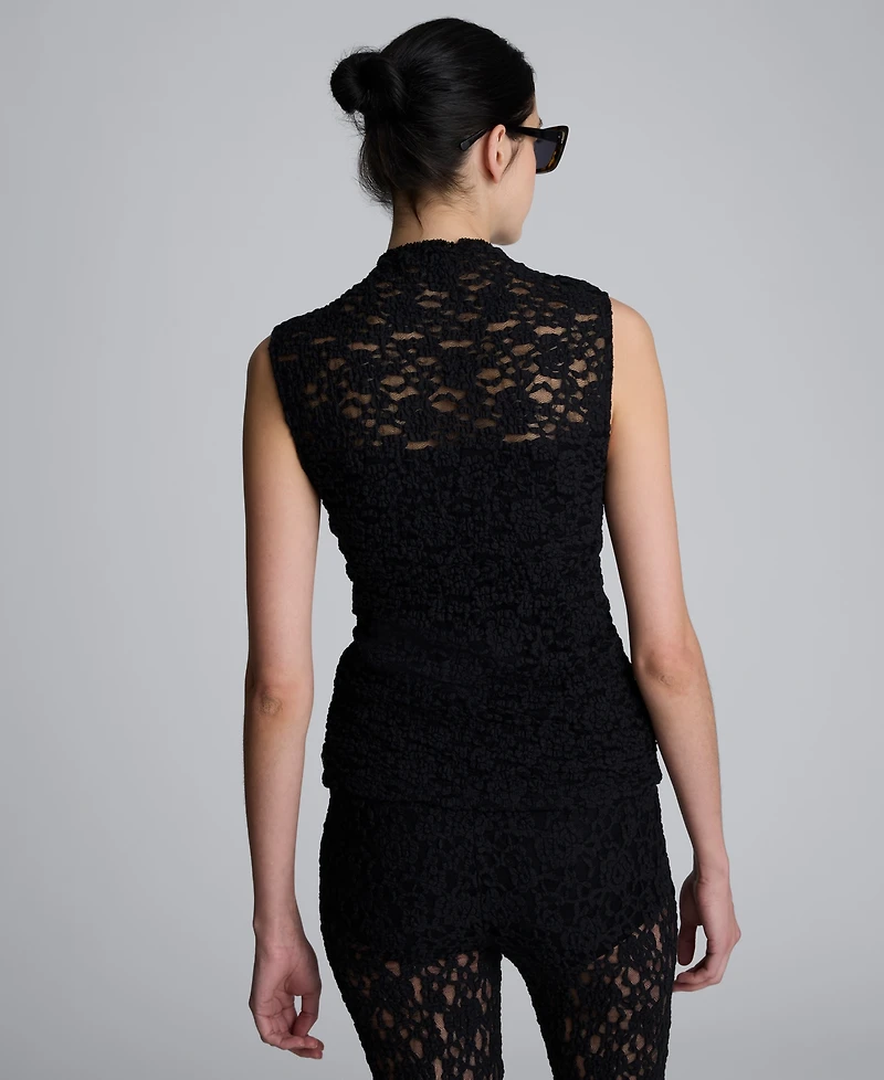 Kenneth Cole Women's Lace Front Drape Mock Neck Tank Top