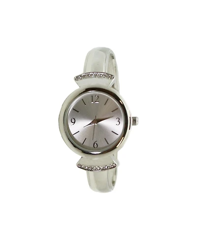 Silver Olivia Pratt Pearl Tone Face Metal Bangle Watch