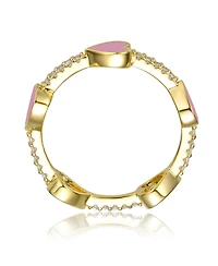 GiGiGirl Kids/Teens 14k Yellow Gold Plated with Cubic Zirconia Enamel Heart Stacking Ring