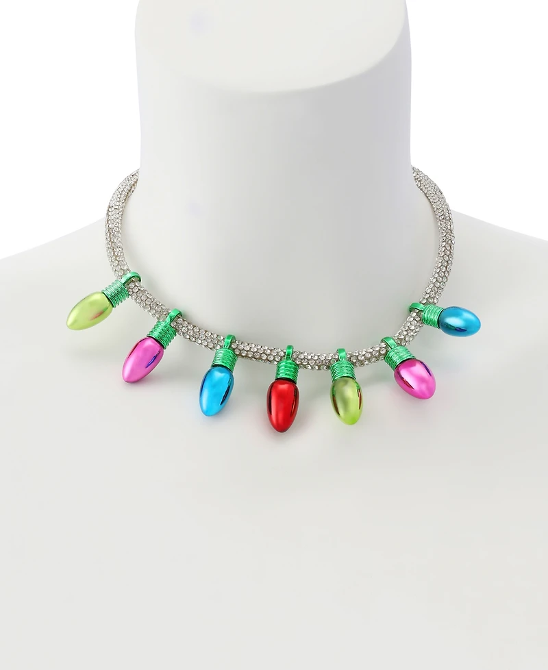Betsey Johnson Faux Stone Santa Baby Christmas Lights Bib Necklace