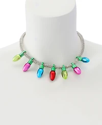Betsey Johnson Faux Stone Santa Baby Christmas Lights Bib Necklace