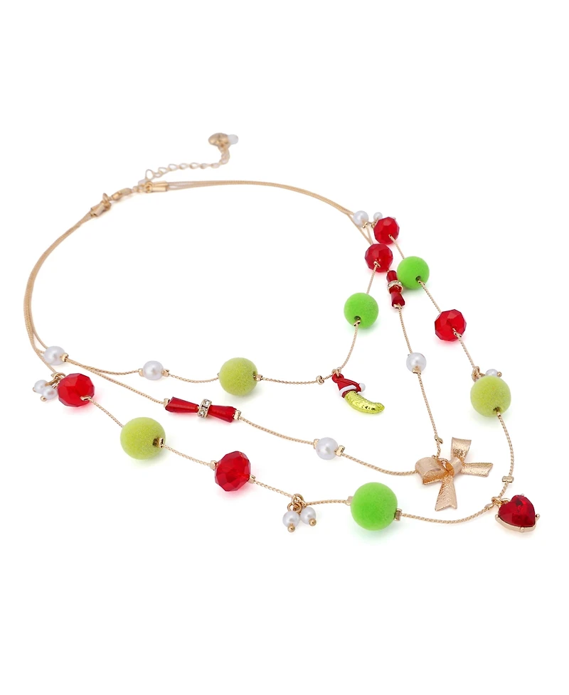 Betsey Johnson Faux Stone Santa Baby Pickle Layered Necklace