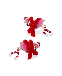 Betsey Johnson Faux Cultivated Pearl Santa Baby Flamingo Earrings