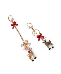 Betsey Johnson Faux Stone Santa Baby Reindeer Bow Drop Earrings