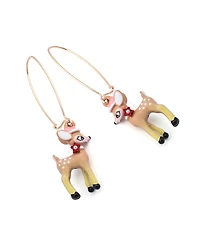 Betsey Johnson Faux Cultivated Pearl Santa Baby Reindeer Dangle Earrings