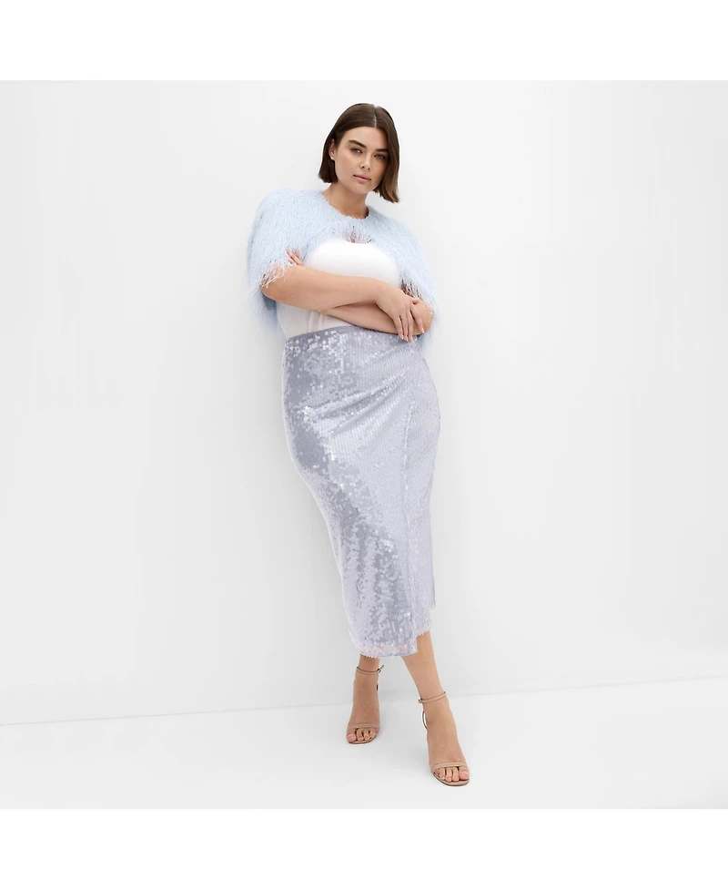 City Chic Women's Sequin Midi Skirt