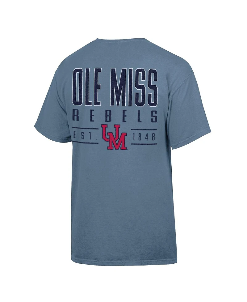 ComfortWash Men's Blue Ole Miss Rebels Big Name T-Shirt