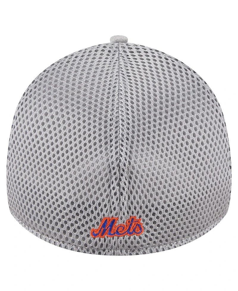 New Era Men's Gray York Mets Visor Paint Splatter 39THIRTY Flex Hat