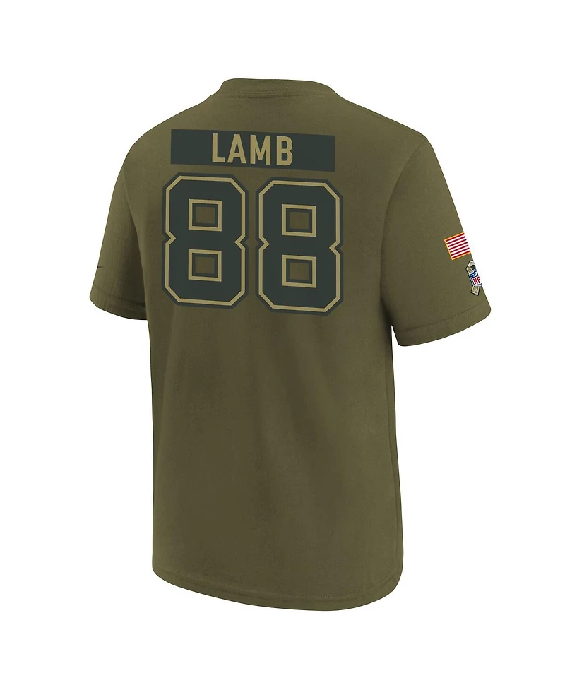Nike Big Boys and Girls CeeDee Lamb Olive Dallas Cowboys 2025 Salute to Service Name Number T-Shirt