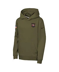Nike Big Boys and Girls Olive San Francisco 49ers 2025 Salute to Service Club Fleece Hoodie