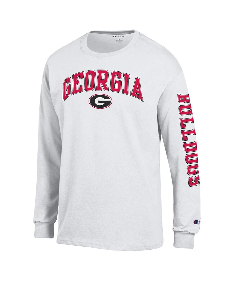 Champion Men's White Georgia Bulldogs Arch Over Logo 2-Hit Long Sleeve T-Shirt