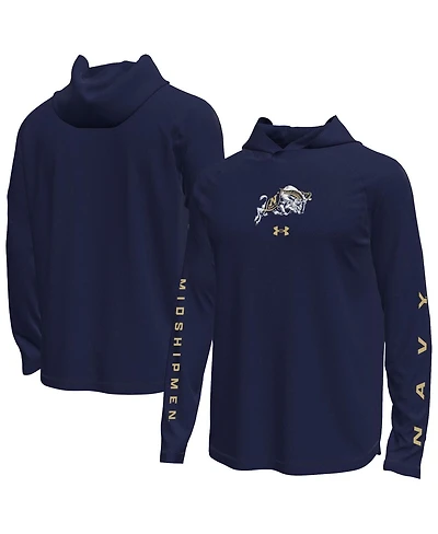Under Armour Men's Navy Midshipmen Tech Stretch Long-Sleeve Hooded T-Shirt