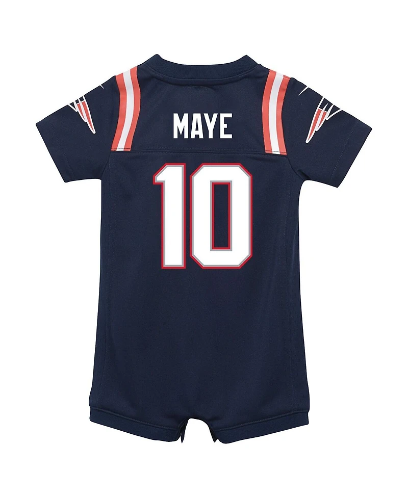 Nike Baby Boys and Girls Drake Maye Navy New England Patriots Game Romper Jersey