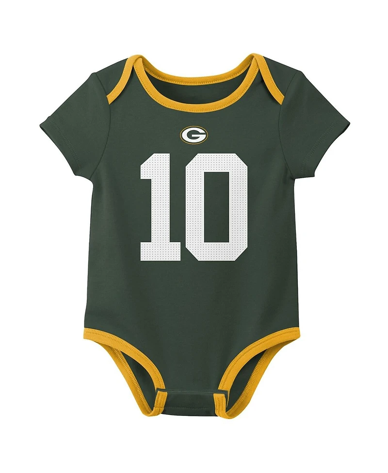 Nike Baby Boys and Girls 3-Pack Jordan Love Green Bay Packers Name Number Bodysuit Set