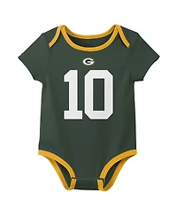 Nike Baby Boys and Girls 3-Pack Jordan Love Green Bay Packers Name Number Bodysuit Set