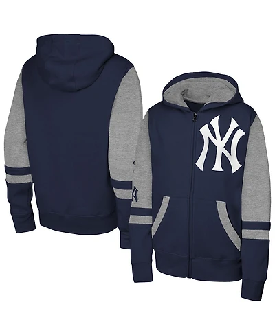Outerstuff Men's Navy New York Yankees Stadium Color block Full-Zip Hoodie
