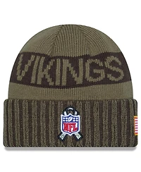 New Era Men's Dark Green Minnesota Vikings 2025 Salute to Service Cuffed Knit Hat