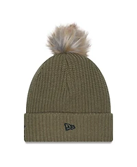 New Era Women's Dark Green Dallas Cowboys 2025 Salute to Service Cuffed Knit with Pom Hat