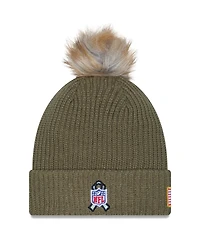 New Era Women's Dark Green Pittsburgh Steelers 2025 Salute to Service Cuffed Knit with Pom Hat