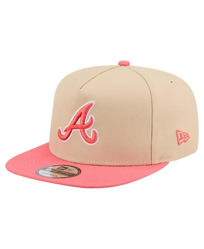 New Era Men's Light Beige/Coral Atlanta Braves Color Pack A-Frame 9FIFTY Snapback Hat
