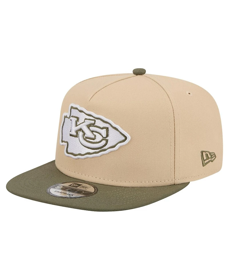 New Era Men's Light Beige/Olive Kansas City Chiefs Color Pack A-Frame 9FIFTY Snapback Hat