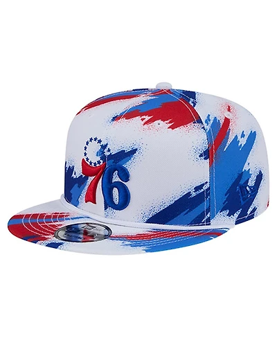 New Era Men's White Philadelphia 76ers Paint 9FIFTY Snapback Hat