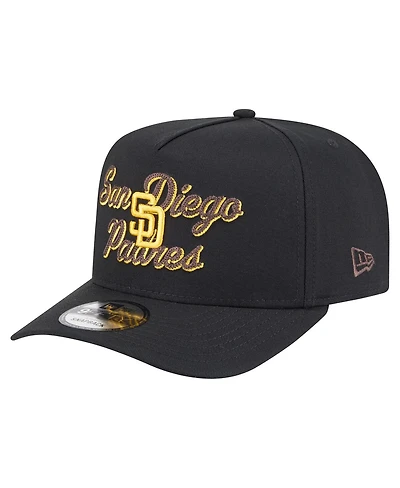 New Era Men's Black San Diego Padres Chainstitch 9FIFTY A-Frame Snapback Hat