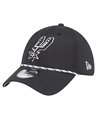 New Era Men's Black San Antonio Spurs Featherweight Poly Rope Flex 39Thirty Hat