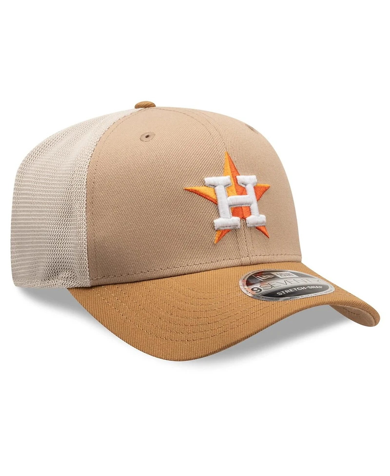 New Era Men's Stone/White Houston Astros 9SEVENTY Trucker Adjustable Hat