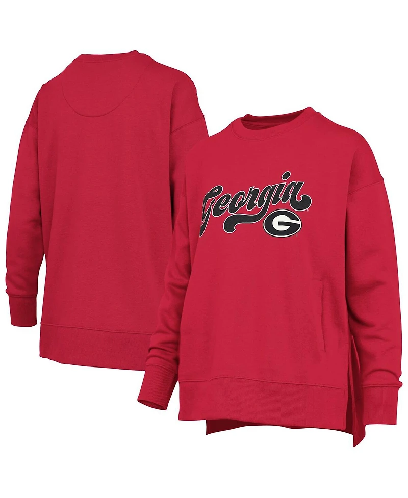 Pressbox Women's Red Georgia Bulldogs Bonanza Chenille Harper Script Sweatshirt
