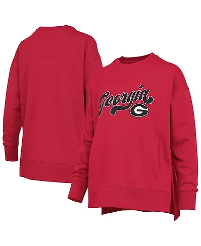 Pressbox Women's Red Georgia Bulldogs Bonanza Chenille Harper Script Sweatshirt
