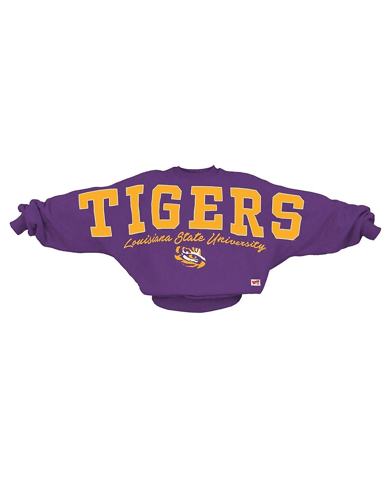 Pressbox Women's Purple Lsu Tigers Flannigan Oversized Dolman Pullover Sweatshirt