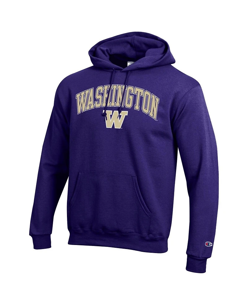 Champion Men's Purple Washington Huskies Arched Logo Fleece Pullover Hoodie