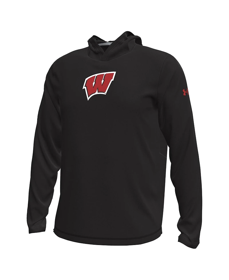 Under Armour Men's Black Wisconsin Badgers Sideline Knockout Long-Sleeve Hooded T-Shirt