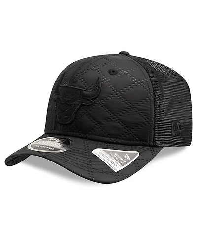 New Era Men's Black Chicago Bulls Quilted Nylon 9SEVENTY Trucker Adjustable Hat