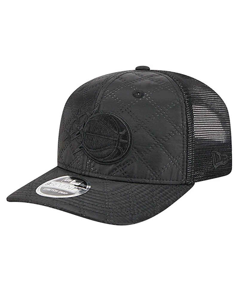 New Era Men's Black Orlando Magic Quilted Nylon 9SEVENTY Trucker Adjustable Hat