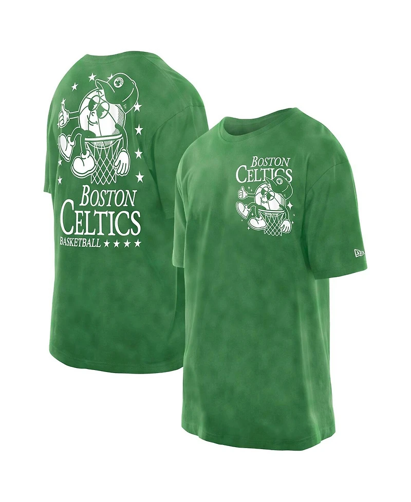 New Era Men's Kelly Green Boston Celtics Old School Sport Enzyme Wash Oversized T-Shirt
