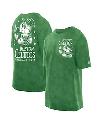 New Era Men's Kelly Green Boston Celtics Old School Sport Enzyme Wash Oversized T-Shirt
