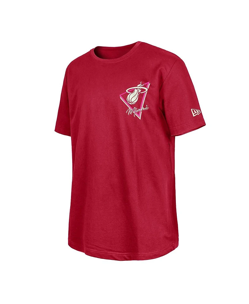 New Era Men's Dark Red Miami Heat Glow-in-the-Dark T-Shirt