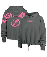 '47 Brand Women's Gray Tampa Bay Lightning Bright Side Venice Cropped Pullover Hoodie