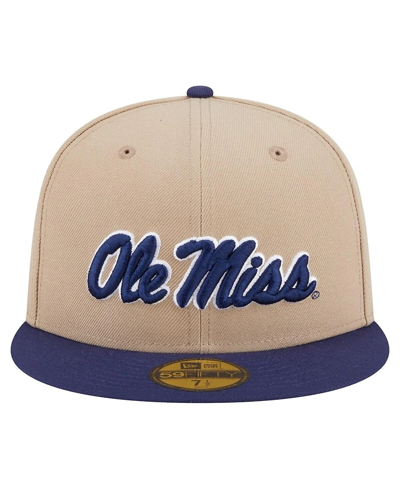 New Era Men's Khaki Ole Miss Rebels Two-Tone 59FIFTY Fitted Hat