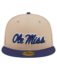 New Era Men's Khaki Ole Miss Rebels Two-Tone 59FIFTY Fitted Hat