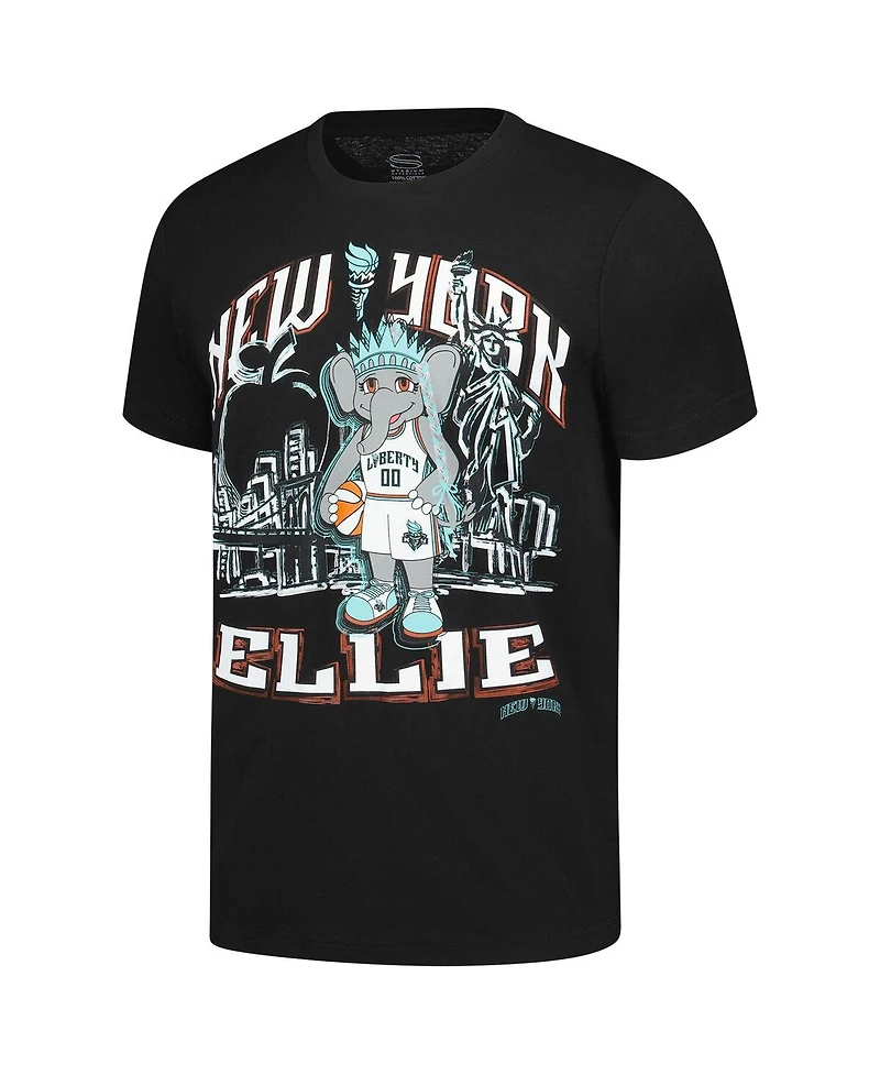 Stadium Essentials Men's and Women's Black New York Liberty Ellie Mascot City Elementized T-Shirt