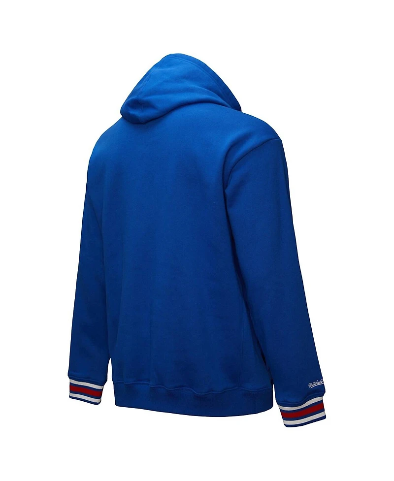 Mitchell & Ness Men's Royal Philadelphia 76ers Chainstitch Applique Vintage Heavyweight Pullover Hoodie