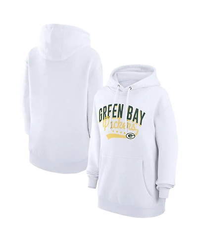 G-iii 4Her by Carl Banks Women's White Green Bay Packers Filigree Logo Pullover Hoodie