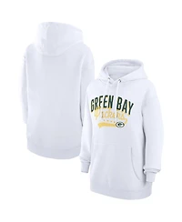 G-iii 4Her by Carl Banks Women's White Green Bay Packers Filigree Logo Pullover Hoodie